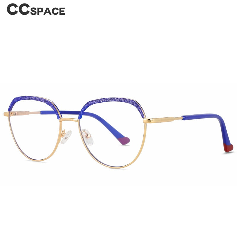 CCspace Women's Full Rim Round Brow Line Alloy Eyeglasses 56485 Full Rim CCspace   