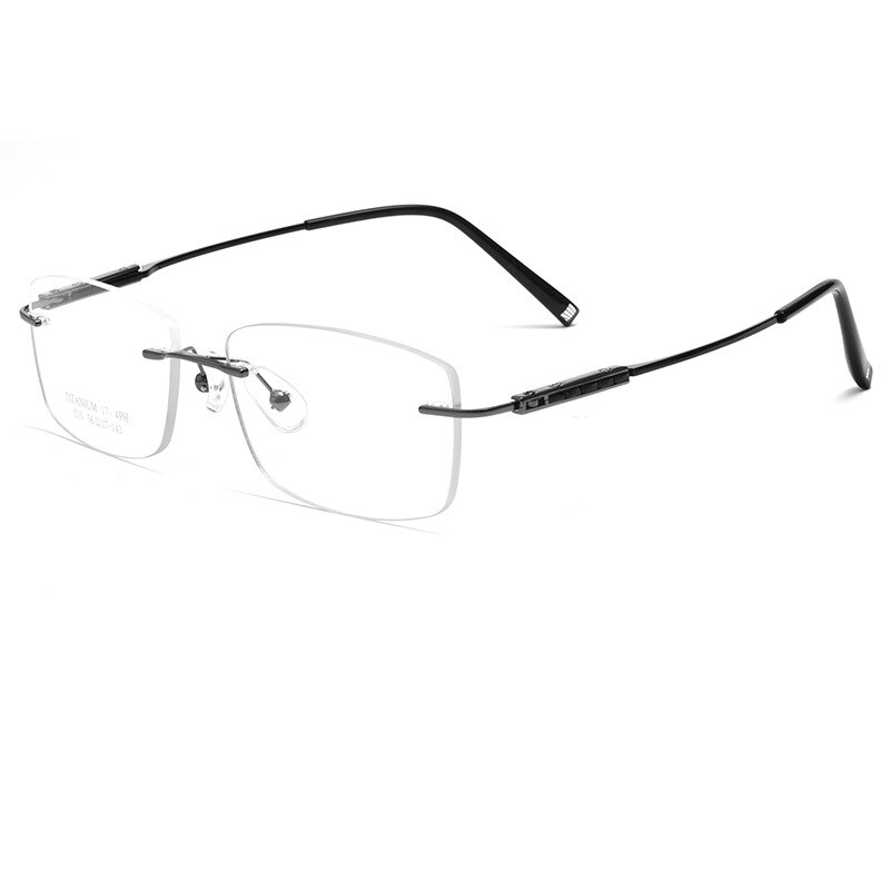 Handoer Men's Rimless Customized Lens Titanium Eyeglasses Z10wk Rimless Handoer Gray  
