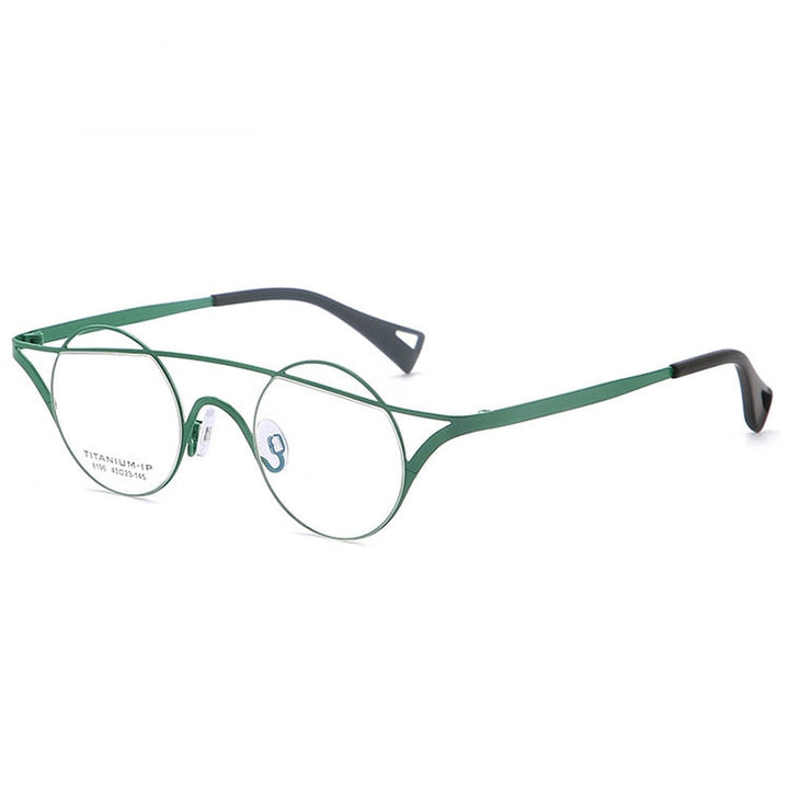 Aissuarvey Unisex Full Rim Small Round Double Bridge Titanium Frame Eyeglasses 8196 Full Rim Aissuarvey Eyeglasses Green CN 