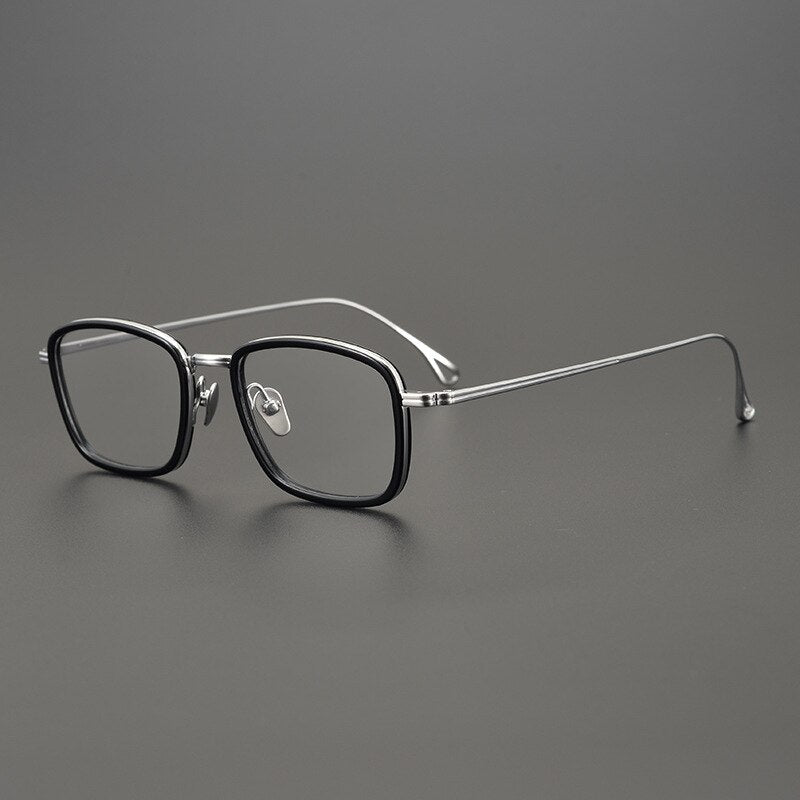 Gatenac Unisex Full Rim Square Titanium Acetate Frame Eyeglasses Gxyj785 Full Rim Gatenac Black  