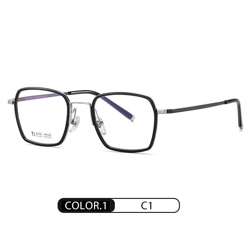 Reven Jate Unisex Full Rim Square Titanium Frame Eyeglasses R2321 Full Rim Reven Jate C1  