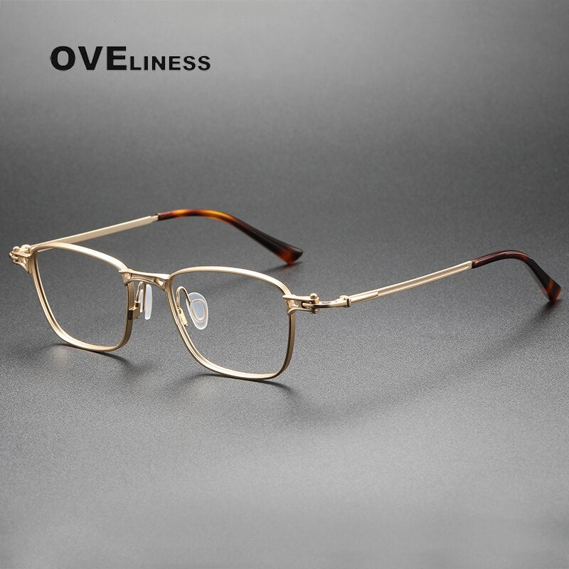 Oveliness Unisex Full Rim Square Titanium Eyeglasses 5890 Full Rim Oveliness gold  