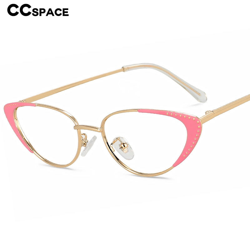 CCspace Unisex Full Rim Oval Cat Eye Acetate Alloy Eyeglasses 55413 Full Rim CCspace   