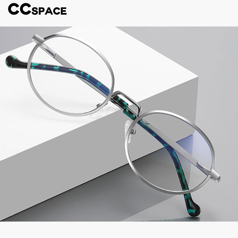 CCspace Unisex Full Rim Round Oval Alloy Eyeglasses 56142 Full Rim CCspace   