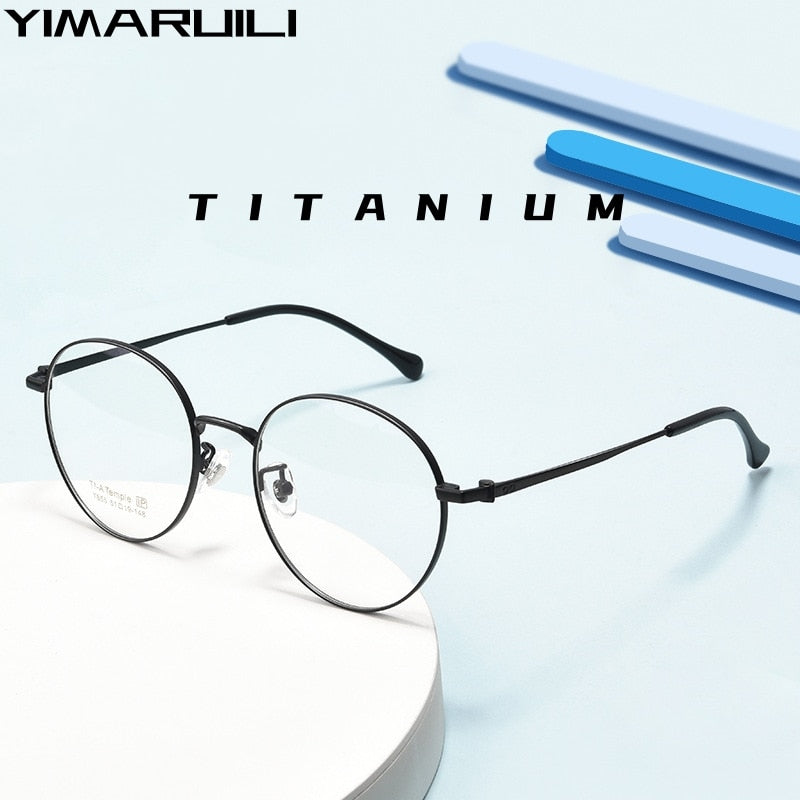 Yimaruili Unsex Full Rim Round Titanium Eyeglasses T855t Full Rim Yimaruili Eyeglasses   
