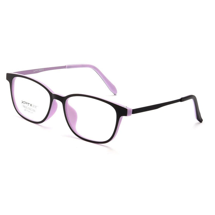 KatKani Unisex Full Rim Small Square Round Rubber Titanium Eyeglasses 9835xp Full Rim KatKani Eyeglasses Black Purple  