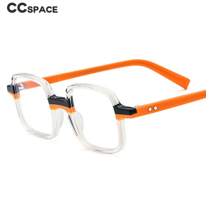 CCSpace Unisex Full Rim Square Acetate Eyeglasses 55057 Full Rim CCspace   