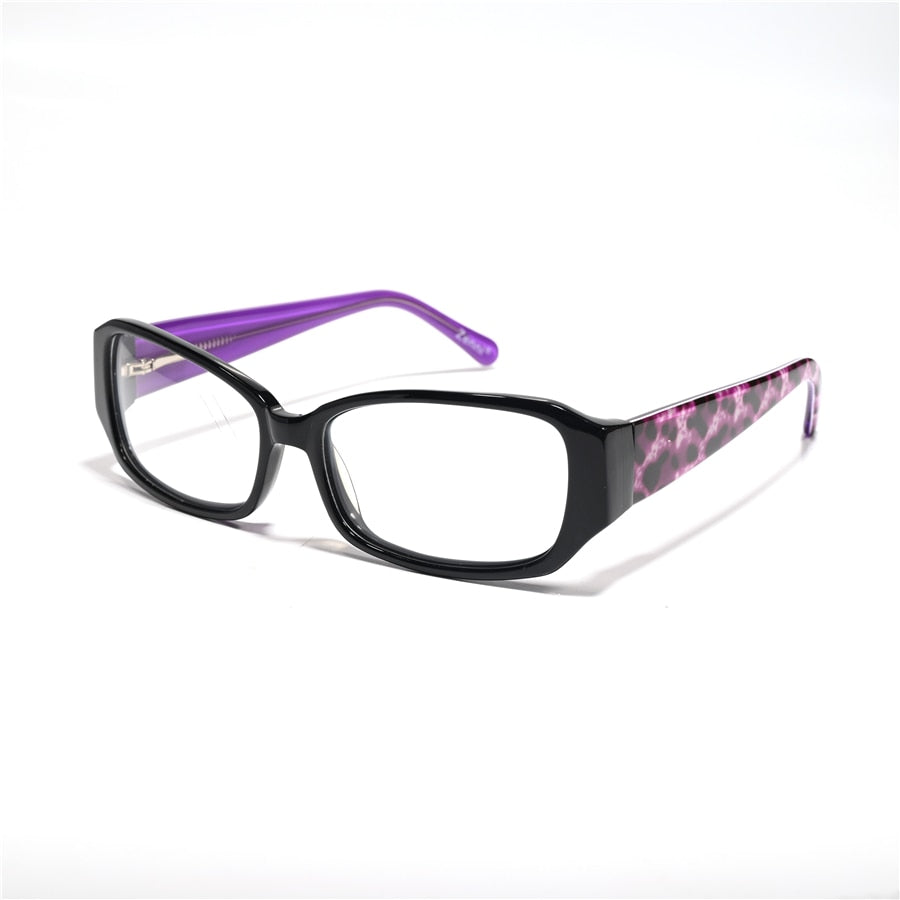 Cubojue Women's Full Rim Rectangle Acetate Hyperopic Reading Glasses 609521 Reading Glasses Cubojue 0 black purple 