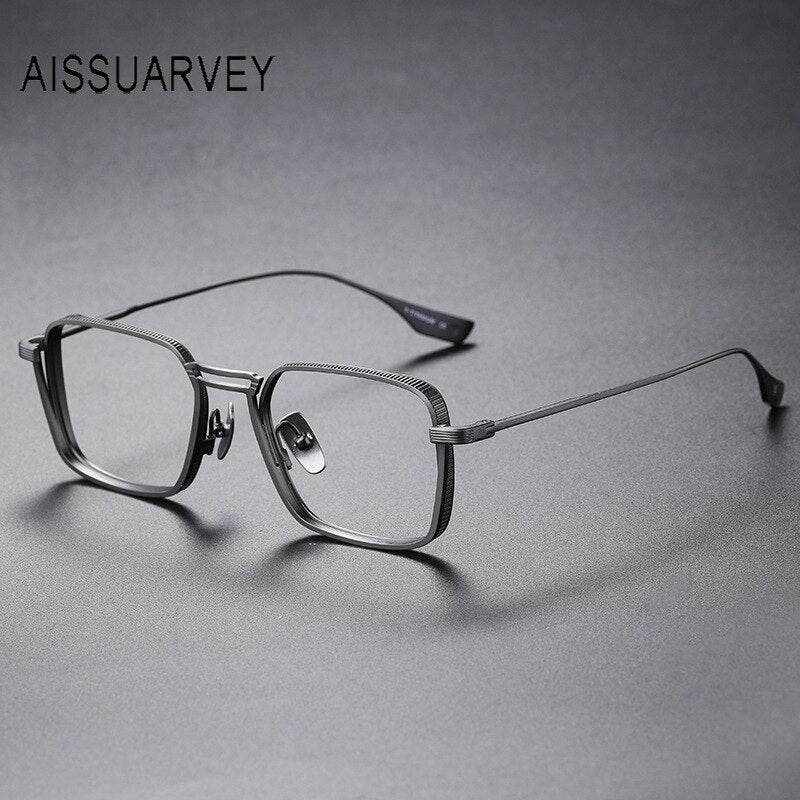 Aissuarvey Men's Eyeglasses Titanium Ip Double Bridge Full Rim 15g Full Rim Aissuarvey Eyeglasses gray CN 