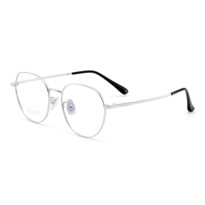 Muzz Unisex Full Rim Oversized Round Titanium Frame Eyeglasses 78517 Full Rim Muzz Silver  