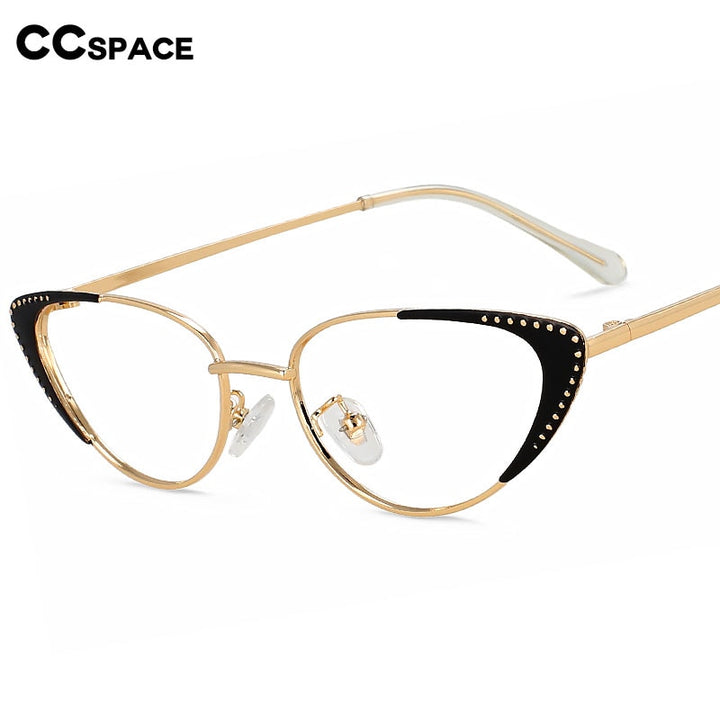 CCspace Unisex Full Rim Oval Cat Eye Acetate Alloy Eyeglasses 55413 Full Rim CCspace   