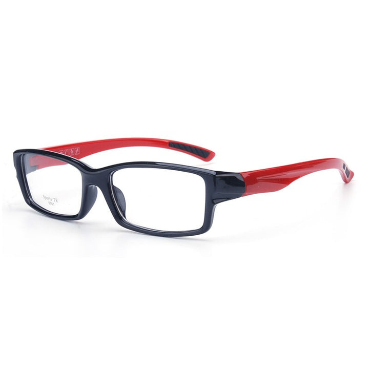 Cubojue Unisex Full Rim Square Tr 90 Titanium Myopic Reading Glasses Reading Glasses Cubojue no function lens 0 black and red 