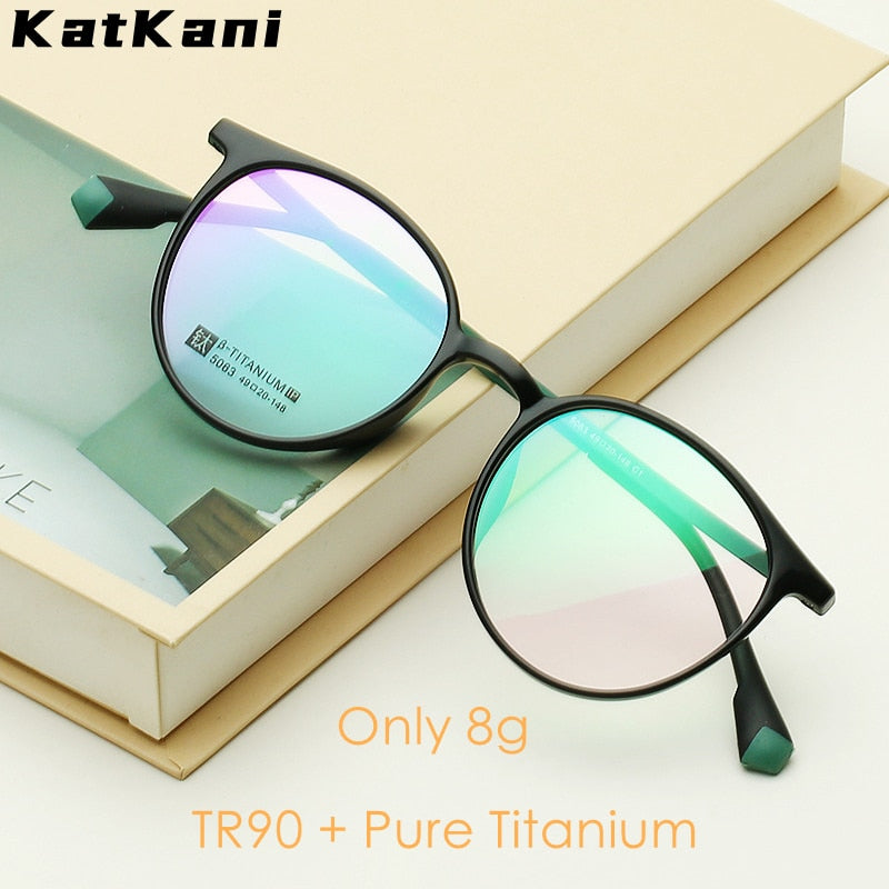 KatKani Unisex Full Rim Round Tr 90 Titanium Eyeglasses 5063 Full Rim KatKani Eyeglasses   
