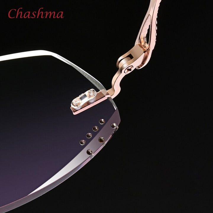 Chashma Ochki Women's Rimless Irregular Oval Titanium Eyeglasses 88050 Rimless Chashma Ochki   