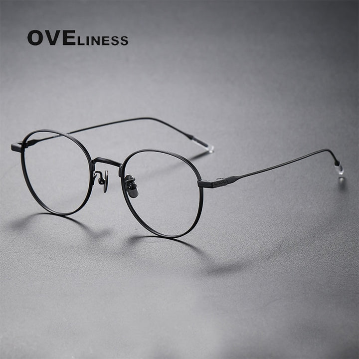 Oveliness Unisex Full Rim Round Titanium Eyeglasses 80804 Full Rim Oveliness black  