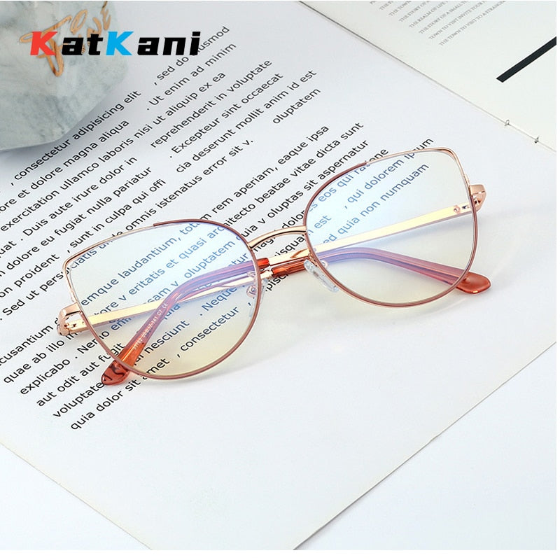 KatKani Women's Full Rim Square Cat Eye Alloy Eyeglasses 95782 Full Rim KatKani Eyeglasses   
