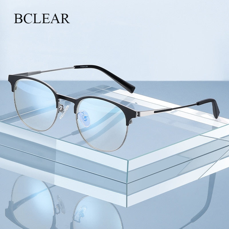 Bclear Unisex Full Rim Round Square Tr 90 Titanium Eyeglasses Wdpt906 Full Rim Bclear   