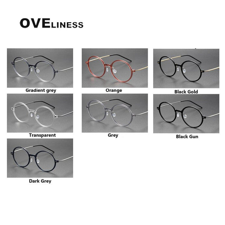 Oveliness Unisex Full Rim Round Screwless Titanium Eyeglasses 6523 Full Rim Oveliness   