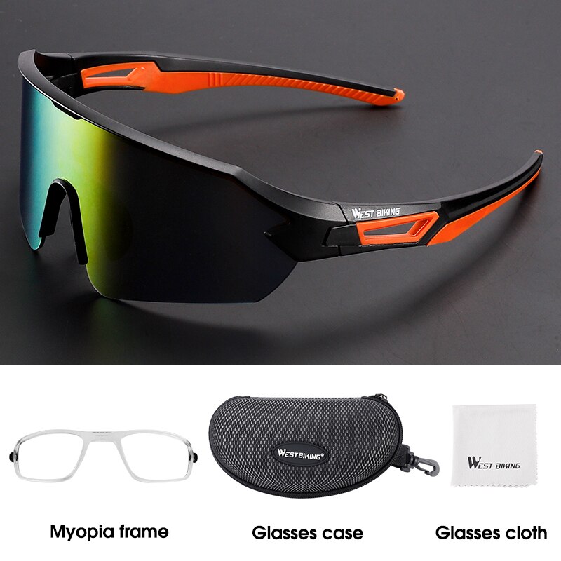 West Biking Polarized Sport Sunglasses - Unisex, Full Rim, Acetate Frame UV400 Orange / China