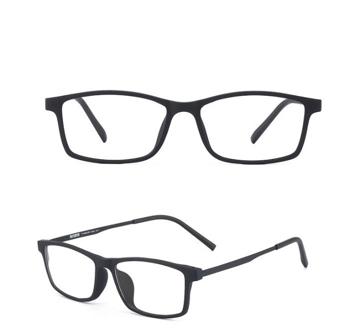 KatKani Unisex Full Rim Square Tr 90 Titanium Eyeglasses 18006 Full Rim KatKani Eyeglasses Black  