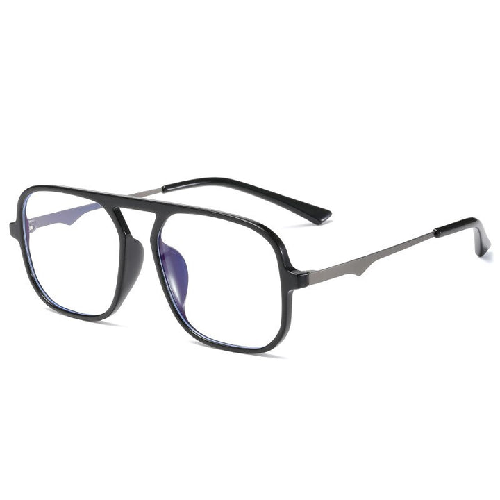 CCSpace Unisex Full Rim Large Square Acetate Alloy Eyeglasses 55232 Full Rim CCspace Black China 