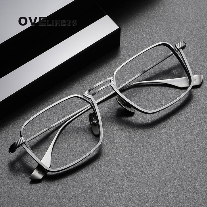 Oveliness Unisex Full Rim Square Double Bridge Titanium Eyeglasses Dlx125 Full Rim Oveliness   