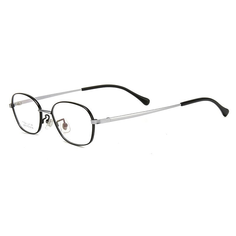 Bclear Unisex Full Rim Small Oval Titanium Frame Eyeglasses Lb5337 Full Rim Bclear Black silver  