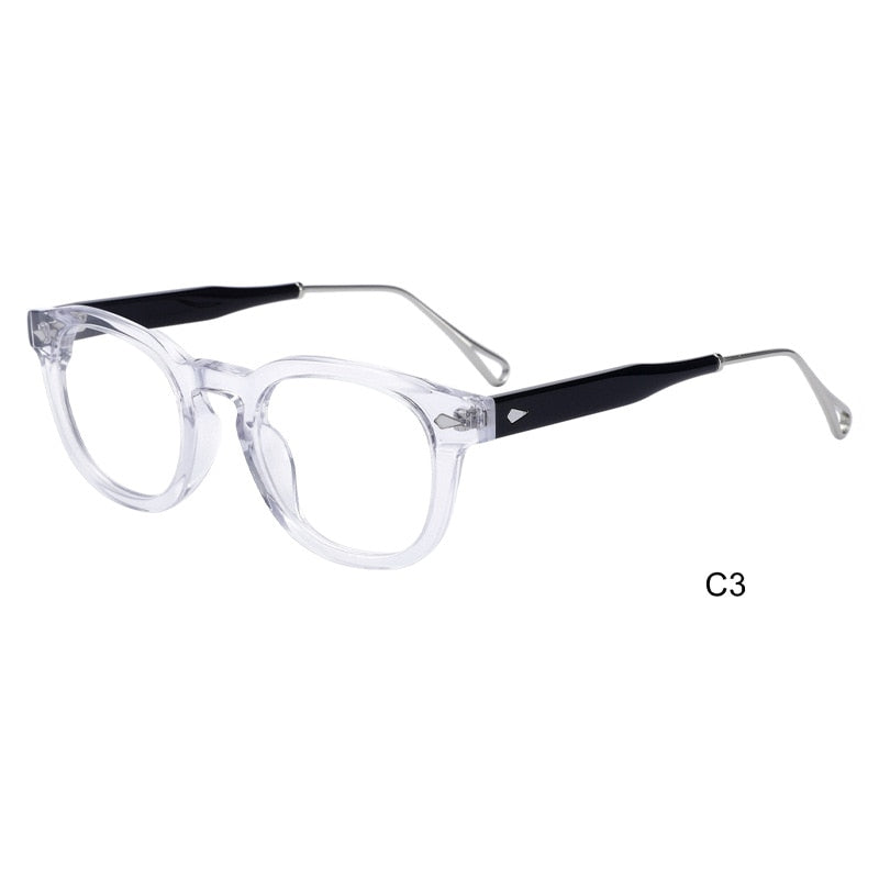 CCSpace Men's Full Rim Square Round Handcrafted Acetate Alloy Eyeglasses 55280 Full Rim CCspace Clear China 