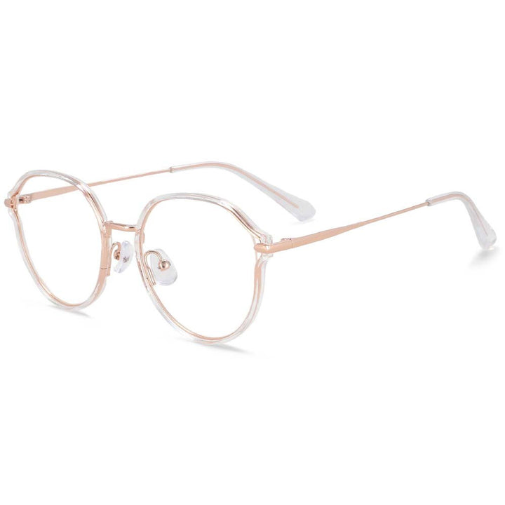 CCspace Women's Full Rim Irregular Round Alloy Eyeglasses 55336 Full Rim CCspace White China 