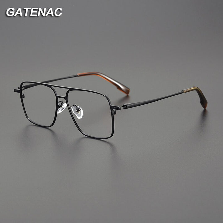 Gatenac Unisex Full Rim Square Double Bridge Titanium Eyeglasses Gxyj1115 Full Rim Gatenac   