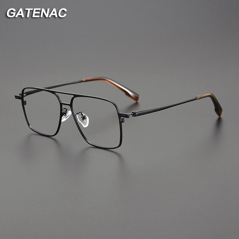 Gatenac Unisex Full Rim Square Double Bridge Titanium Eyeglasses Gxyj1115 Full Rim Gatenac   
