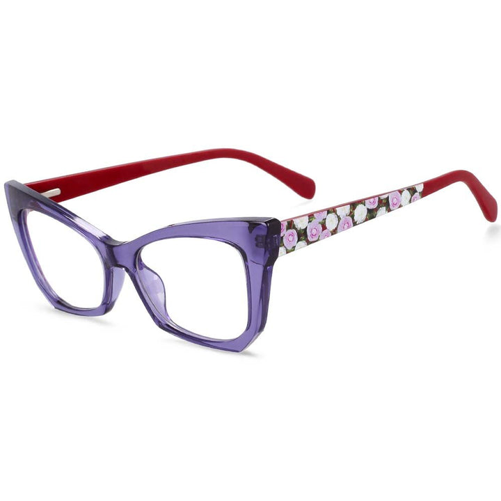 CCSpace Women's Full Rim Square Cat Eye Tr90 Titanium Frame Eyeglasses 54259 Full Rim CCspace China Purple 