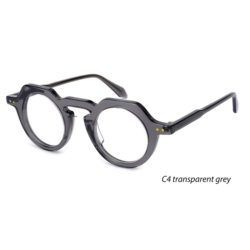 CCSpace Unisex Full Rim Round Acetate Eyeglasses 55286 Full Rim CCspace Gray China 
