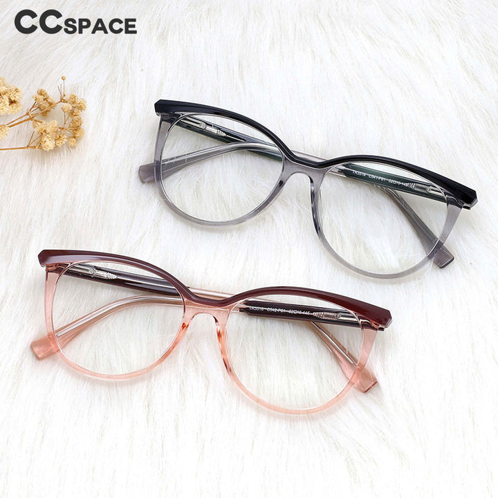 CCSpace Women's Full Rim Round Cat Eye Tr 90 Titanium Frame Eyeglasses 54612 Full Rim CCspace   