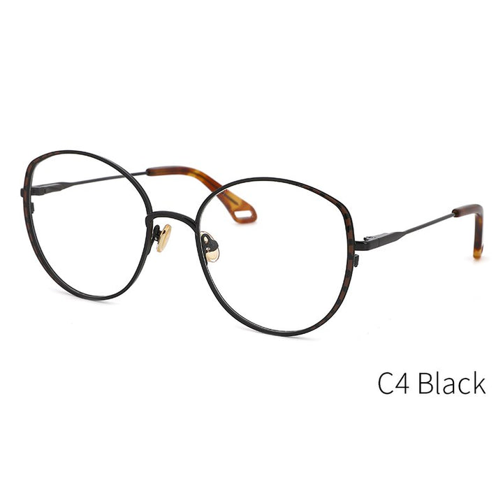 Kansept Women's Full Rim Round Stainless Steel Frame Eyeglasses Oq1003 Full Rim Kansept C4 black CN 