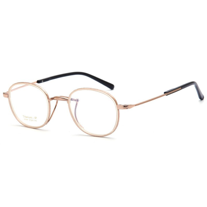 Muzz Unisex Full Rim Oval Round Titanium Frame Eyeglasses 1217 Full Rim Muzz Rose Gold  