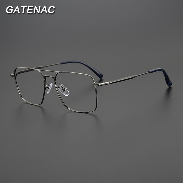 Gatenac Unisex Full Rim Square Double Bridge Alloy Eyeglasses Gxyj991 Full Rim Gatenac   