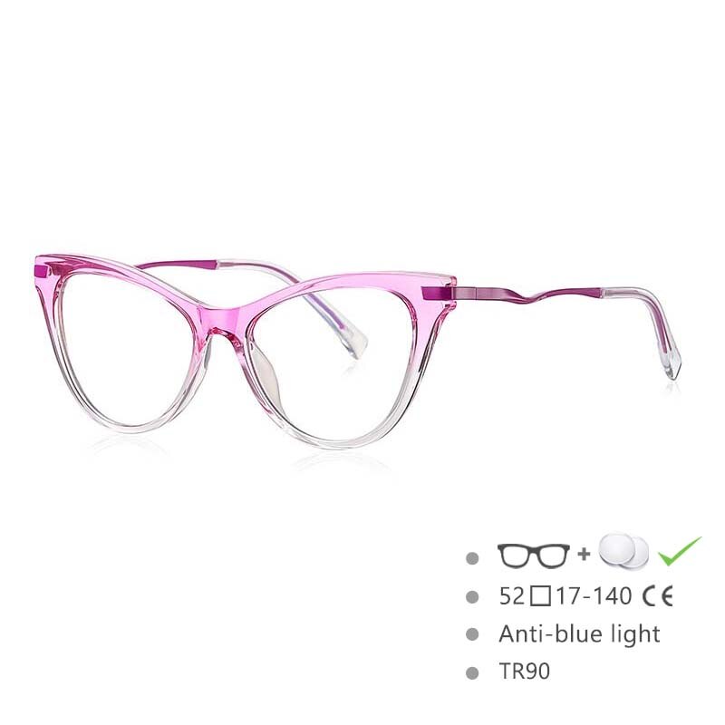 CCSpace Women's Full Rim Tr 90 Titanium Cat Eye Frame Eyeglasses 54562 Full Rim CCspace Pink CHINA 