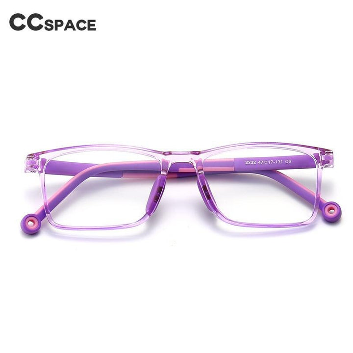 CCSpace Unisex Youth Full Rim Square Silicone Eyeglasses 54673 Full Rim CCspace   