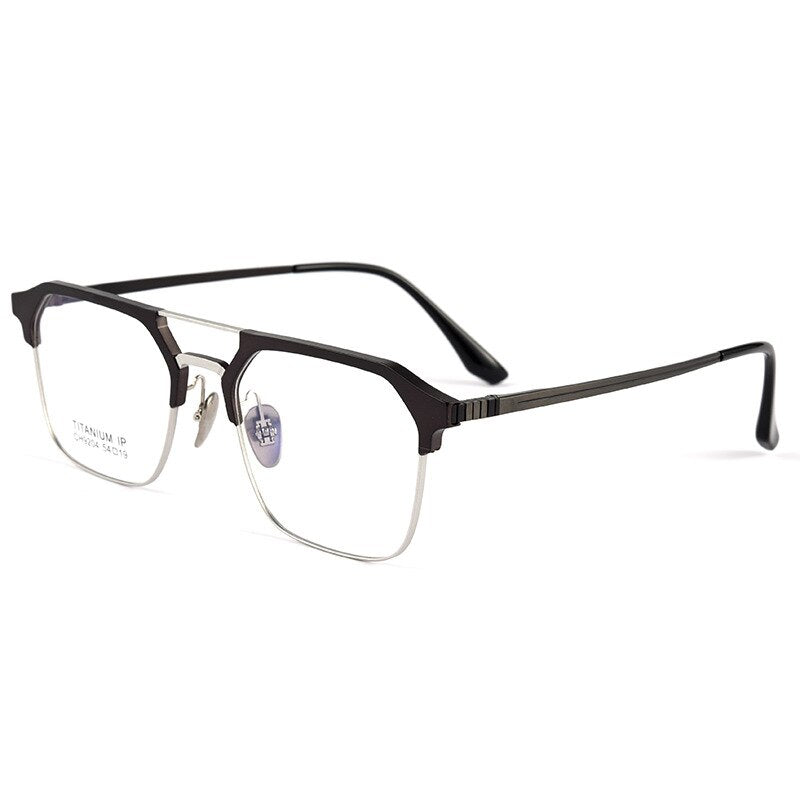 Handoer Men's Full Rim Square Titanium Double Bridge Eyeglasses 9204ch Full Rim Handoer   