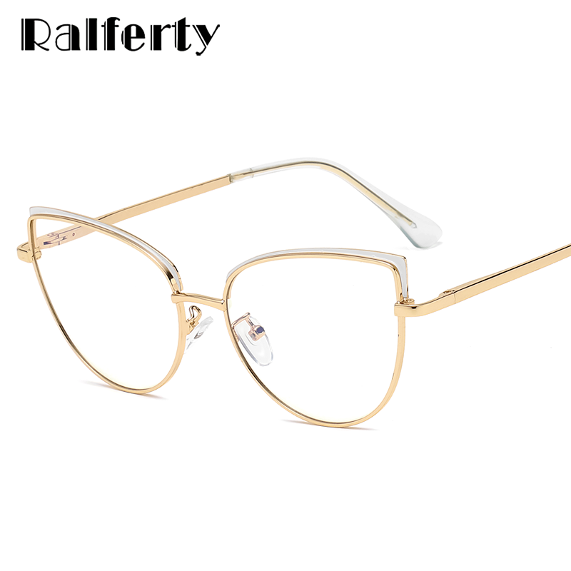 Ralferty Women's  Full Rim Square Cat Eye Alloy Eyeglasses Full Rim Ralferty   