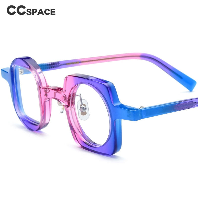 CCSpace Unisex Full Rim Square Round Acetate Eyeglasses 55660 Full Rim CCspace   