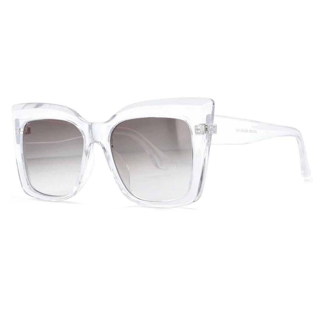 CCSpace Women's Full Rim Oversized Square Cat Eye Resin Frame Sunglasses 53288 Sunglasses CCspace Sunglasses clear 53288 