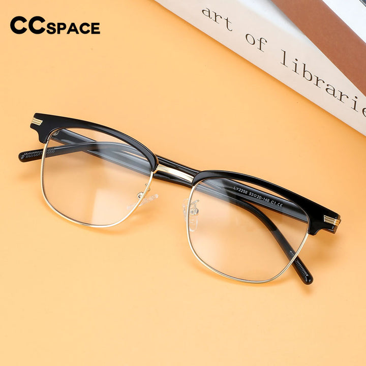 CCspace Unisex Full Rim Square Tr 90 Alloy Eyeglasses 55867 Full Rim CCspace   