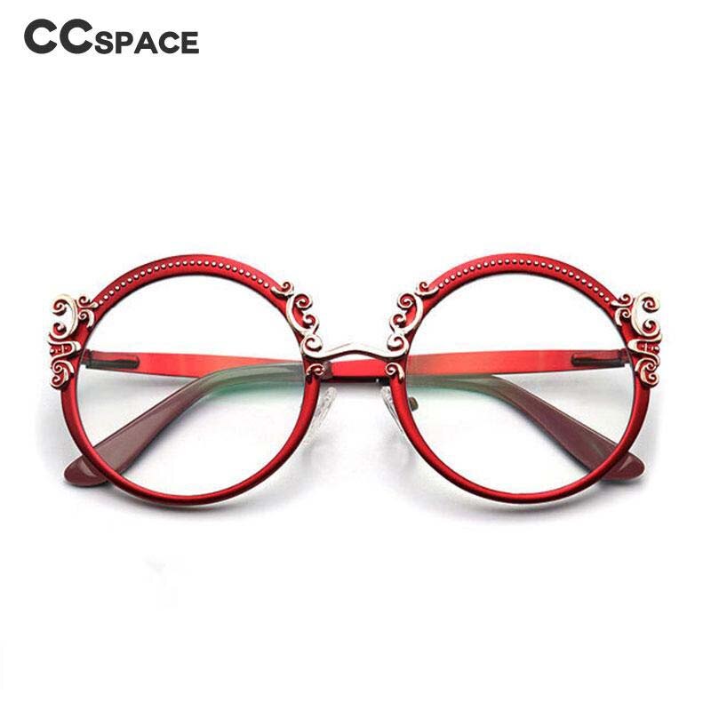 CCspace Women's Full Rim Round Alloy Eyeglasses 53265 Full Rim CCspace   