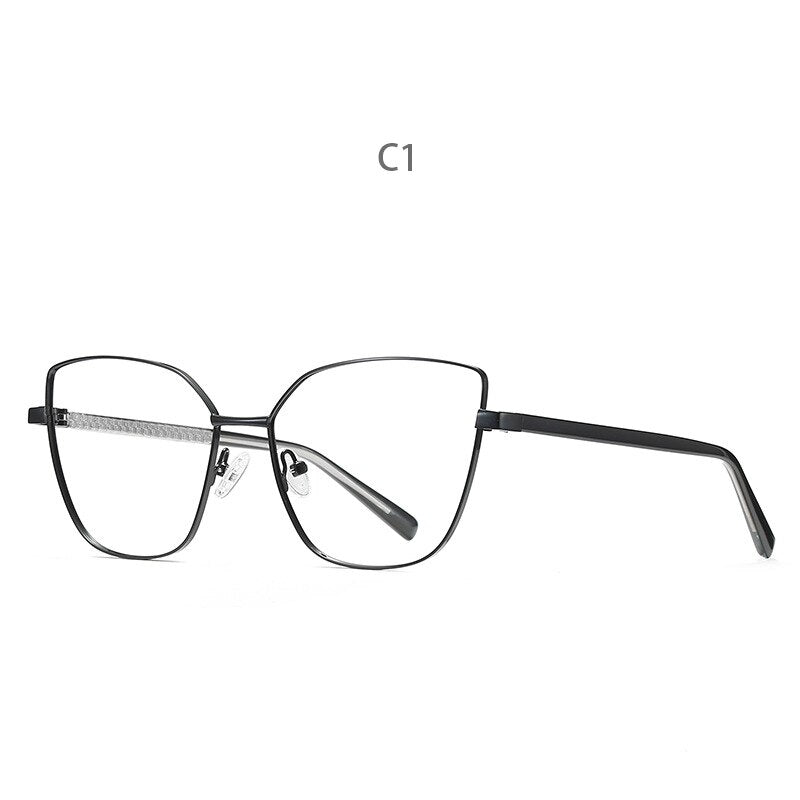 Hdcrafter Women's Full Rim Cat Eye Titanium Frame Eyeglasses 3002 Full Rim Hdcrafter Eyeglasses C1  