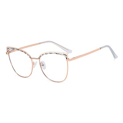 Ralferty Women's Full Rim Square Cat Eye Acetate Alloy Eyeglasses F91236 Full Rim Ralferty C1 Gold - Blue China 