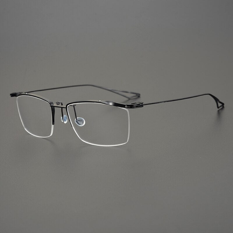 Gatenac Unisex Semi Rim Square Titanium Eyeglasses Gxyj829 Semi Rim Gatenac   
