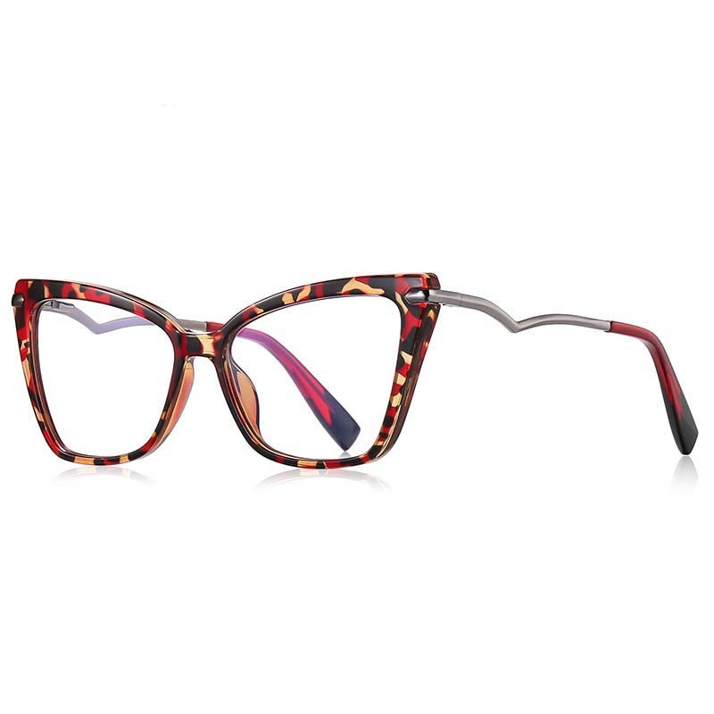 CCSpace Women's Full Rim Square Cat Eye Tr 90 Titanium Eyeglasses 53148 Full Rim CCspace China Leopard 