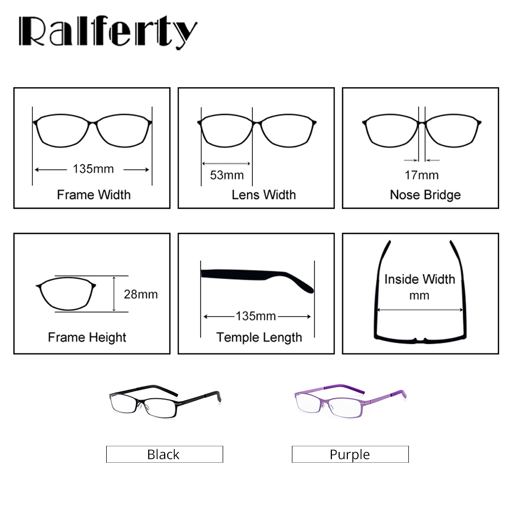 Ralferty Unisex Full Rim Rectangle Alloy Hyperopic Reading Glasses D1331 Reading Glasses Ralferty   